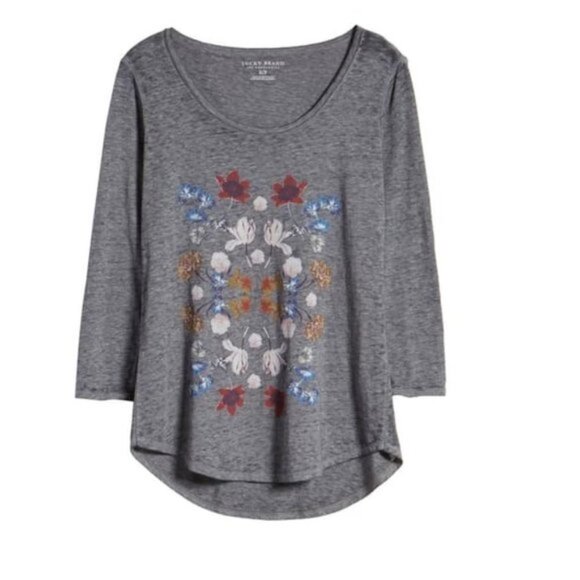 Lucky Brand Botanical Mandala Floral Print T-Shirt - Picture 2 of 7